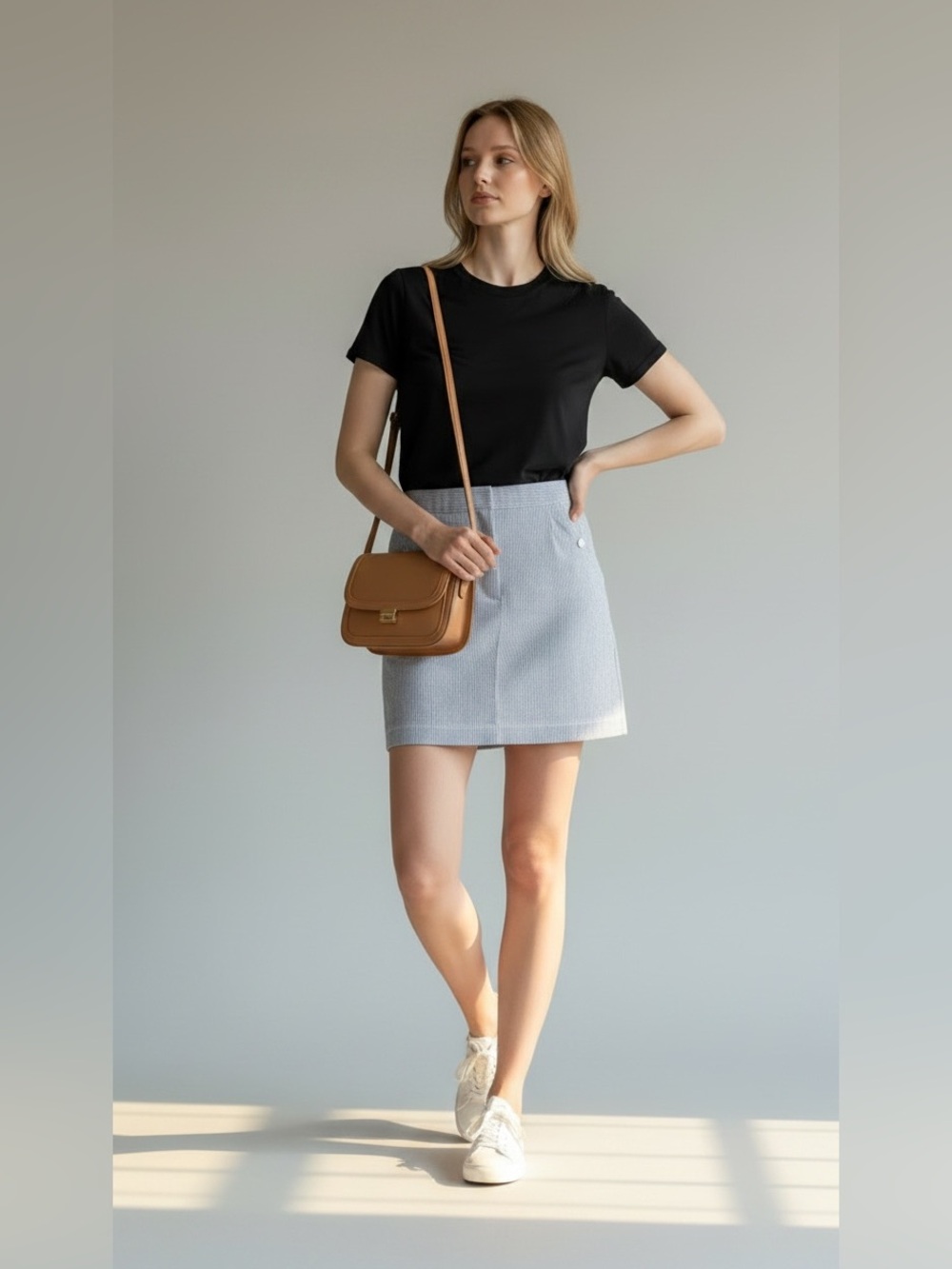Dalia Pinstriped Mini Skirt Size 4 - Picture 3 of 7